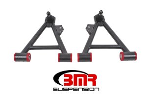 Ford Mustang Control Arms - Lower - BMR Suspension - Non-Adjustable with Standard Ball Joint (Poly) - Black Hammertone - `94-`04